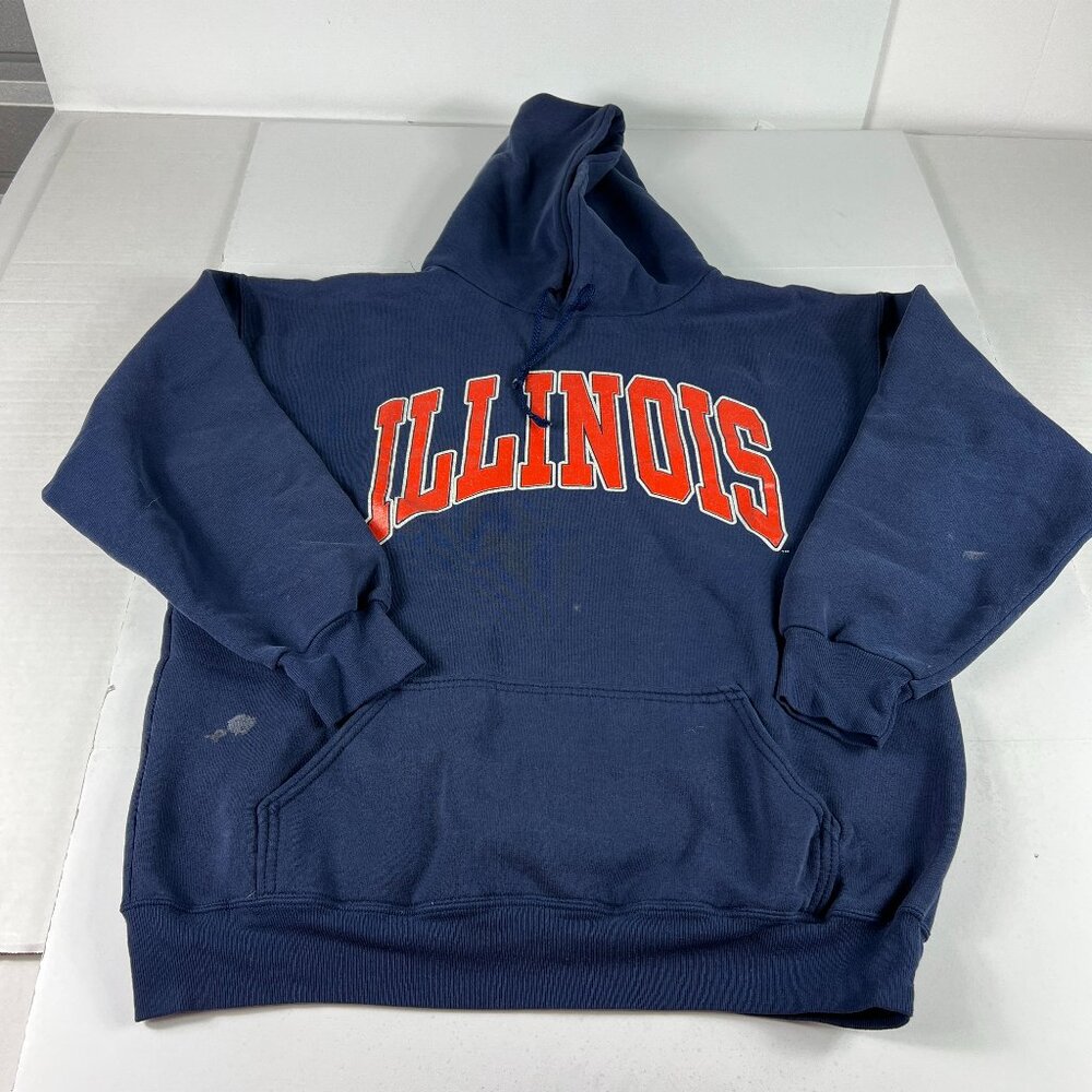 VTG 90s Dodger Illinois Fighting Illini Sweatshirt Adult Large Blue Faded Hoodie